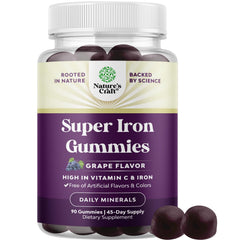 Natures Craft extra-strength iron gummies bottle designed for daily iron support