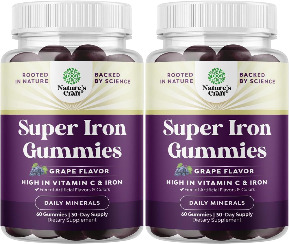 Natures Craft extra-strength iron gummies bottle for daily energy support