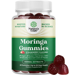 Natures Craft Extra Strength Moringa Gummies bottle for daily wellness.