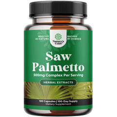 Natures Craft Extra Strength Saw Palmetto Extract bottle highlights potent 500mg formula for urinary support