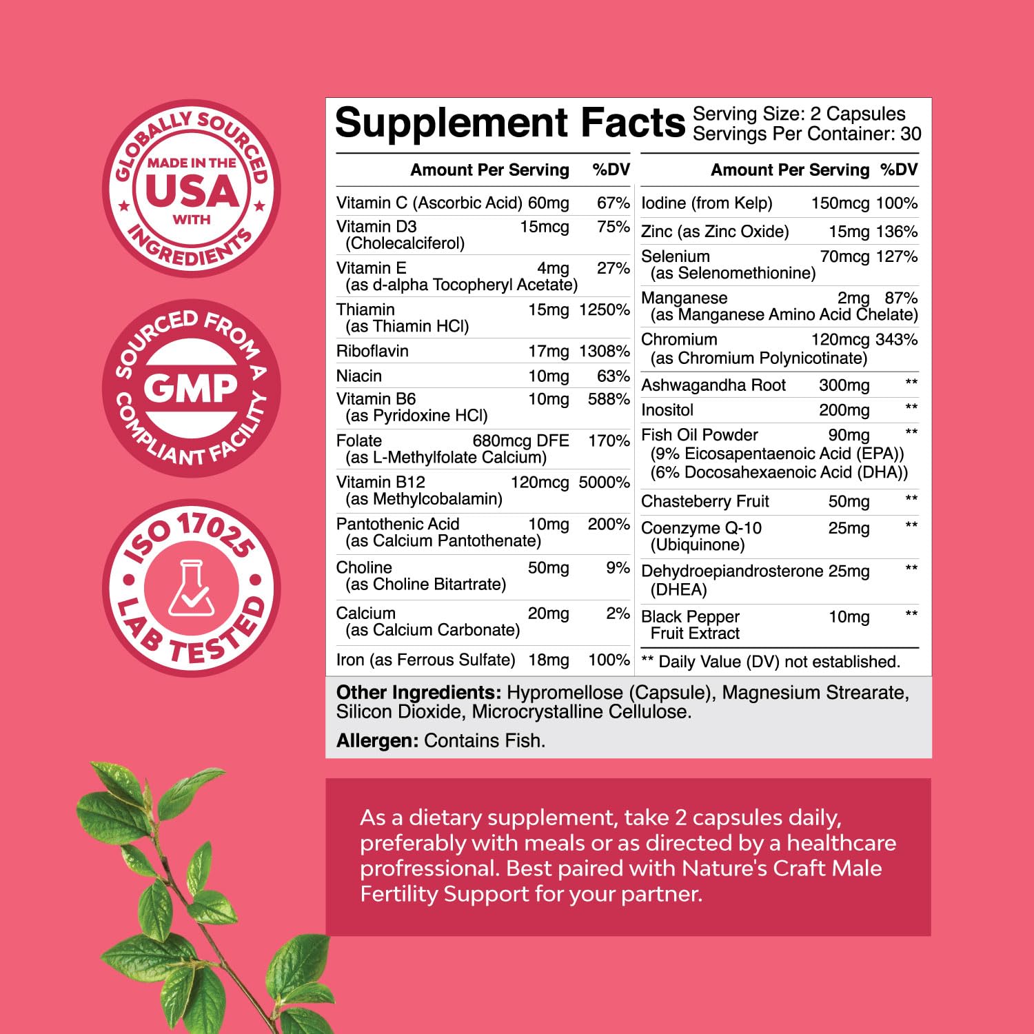 Natures Craft female fertility pills close-up for daily routine.
