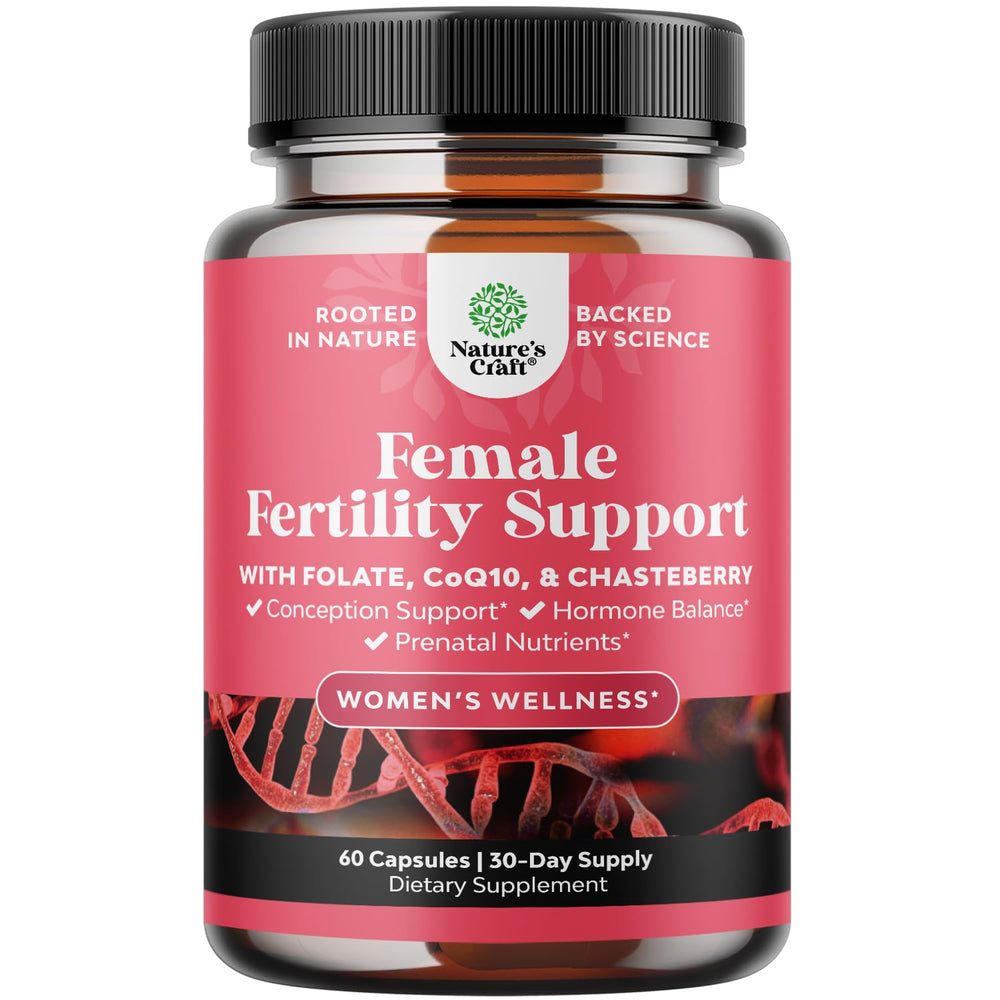 Natures Craft fertility pills bottle ready for daily preconception support.