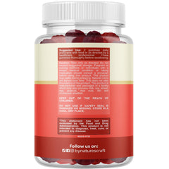 Natures Craft Fiber Gummies bottle nutrition label showing ingredients and daily serving