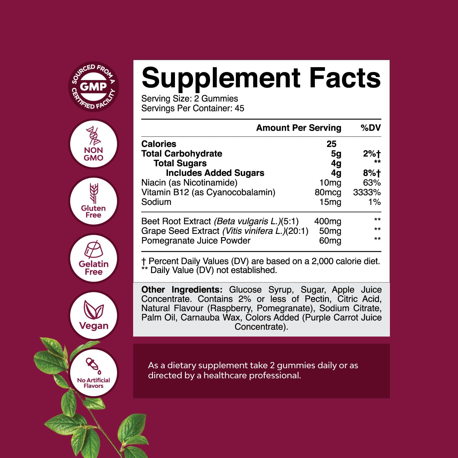 Natures Craft Flow Boost gummies closeup showing beetroot-based formula.