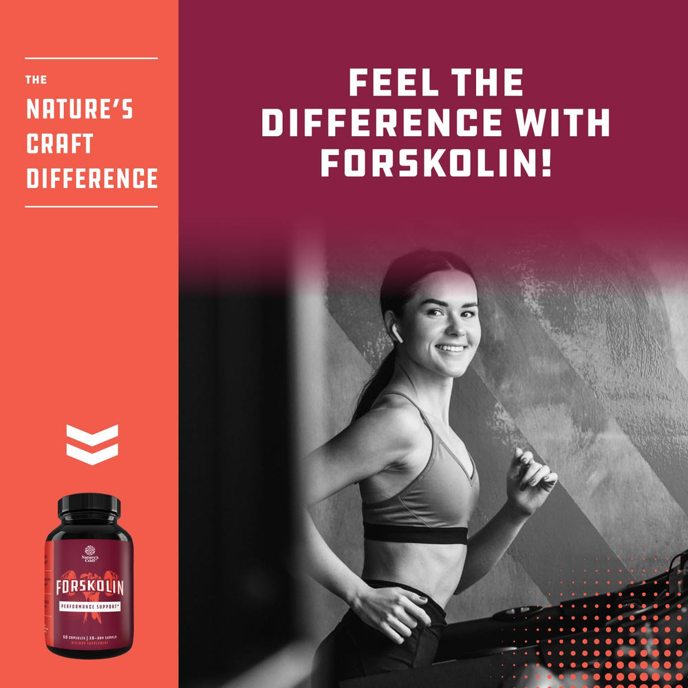 Natures Craft Forskolin capsules, easy-to-swallow form supporting lean muscle goals.