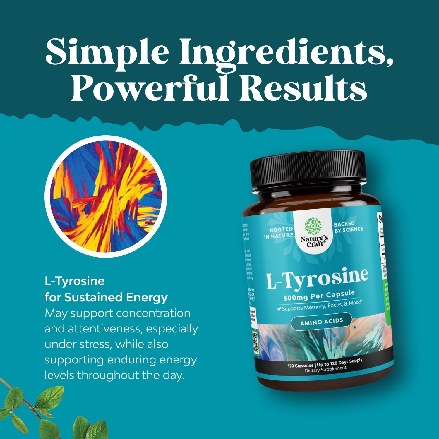 Amber bottle imagery protects the capsules and product integrity.