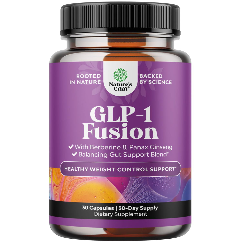 Natures Craft GLP-1 Berberine bottle front highlights vegan, gluten-free daily wellness.