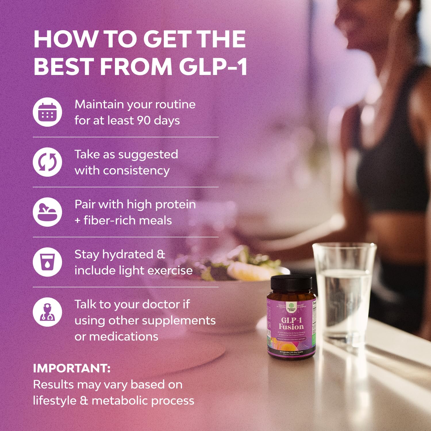 Natures Craft GLP-1 Berberine capsules closeup highlights potent berberine formula.