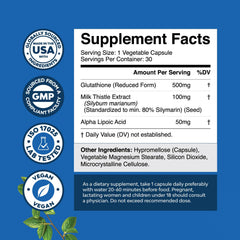 Natures Craft Glutathione alpha lipoic acid bottle highlights energy support potential.