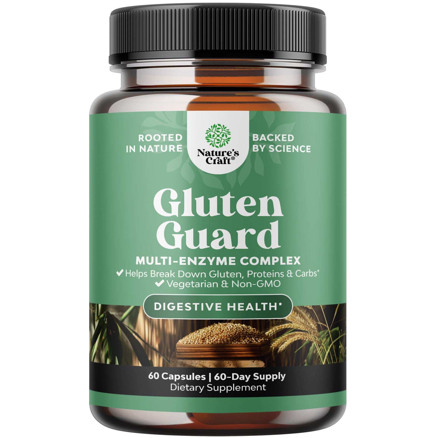 Nature's Craft gluten digestive enzymes bottle for fast post-meal support