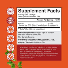 Gluten-free and GMO-free labeling on Natures Craft krill oil bottle