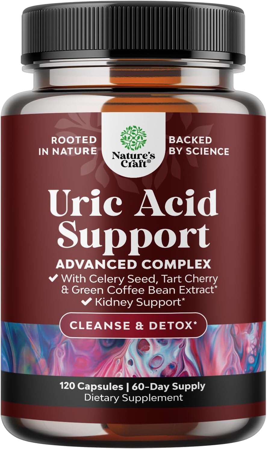 Nature's Craft green coffee extract bottle for daily uric acid support.