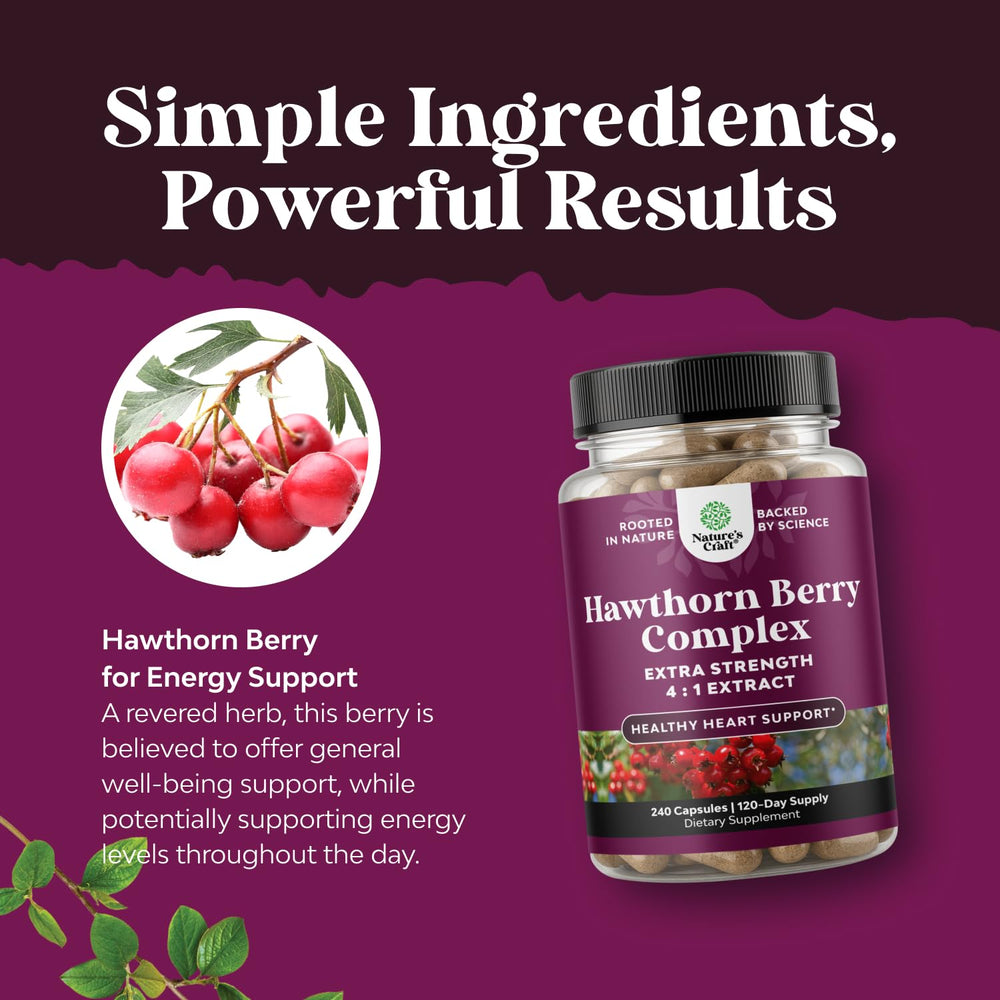 Natures Craft hawthorn 4:1 extract panel emphasizes potency