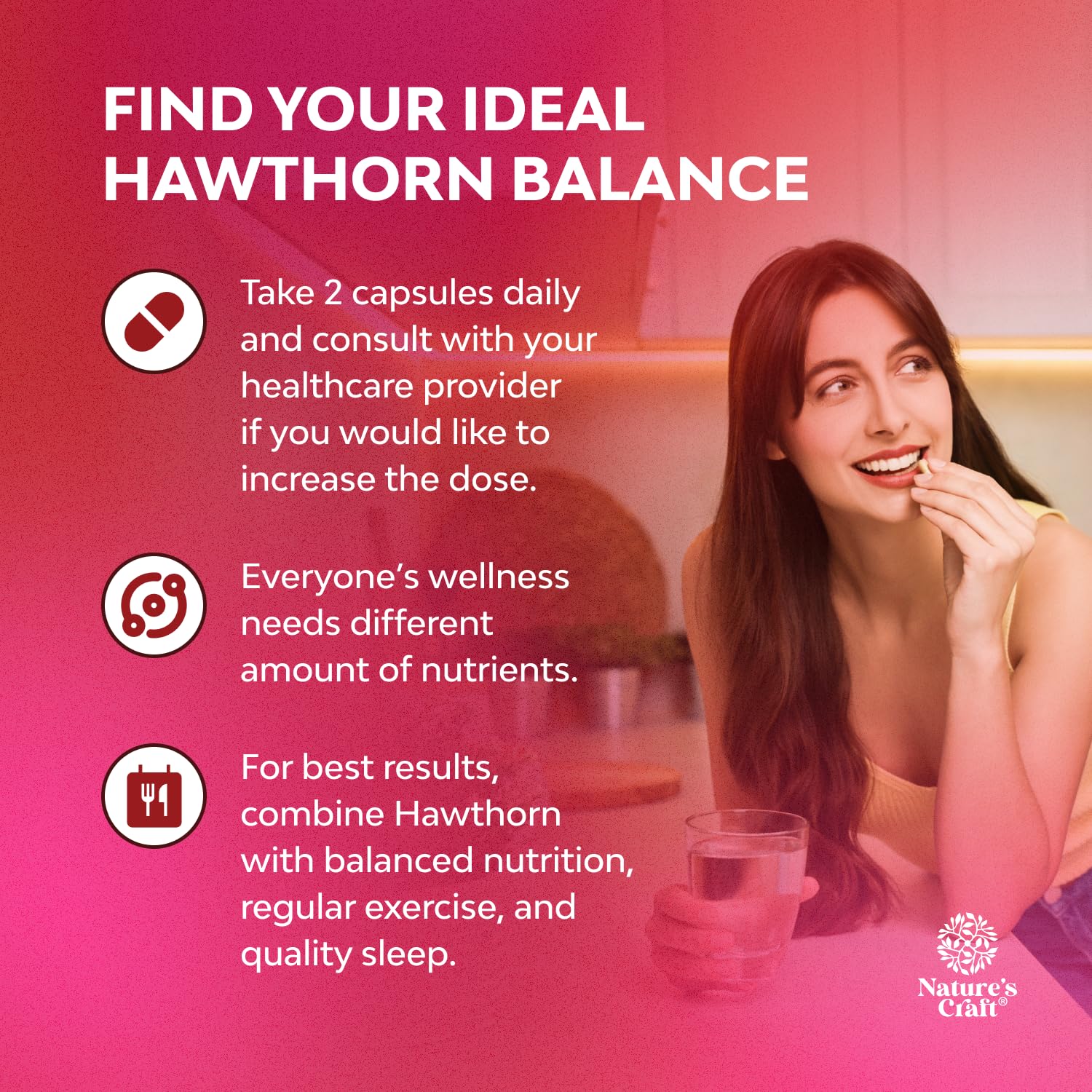 Natures Craft hawthorn bottle label highlighting 4:1 extract