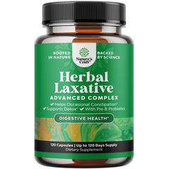 Natures Craft herbal laxative capsules bottle pour for convenient digestive support