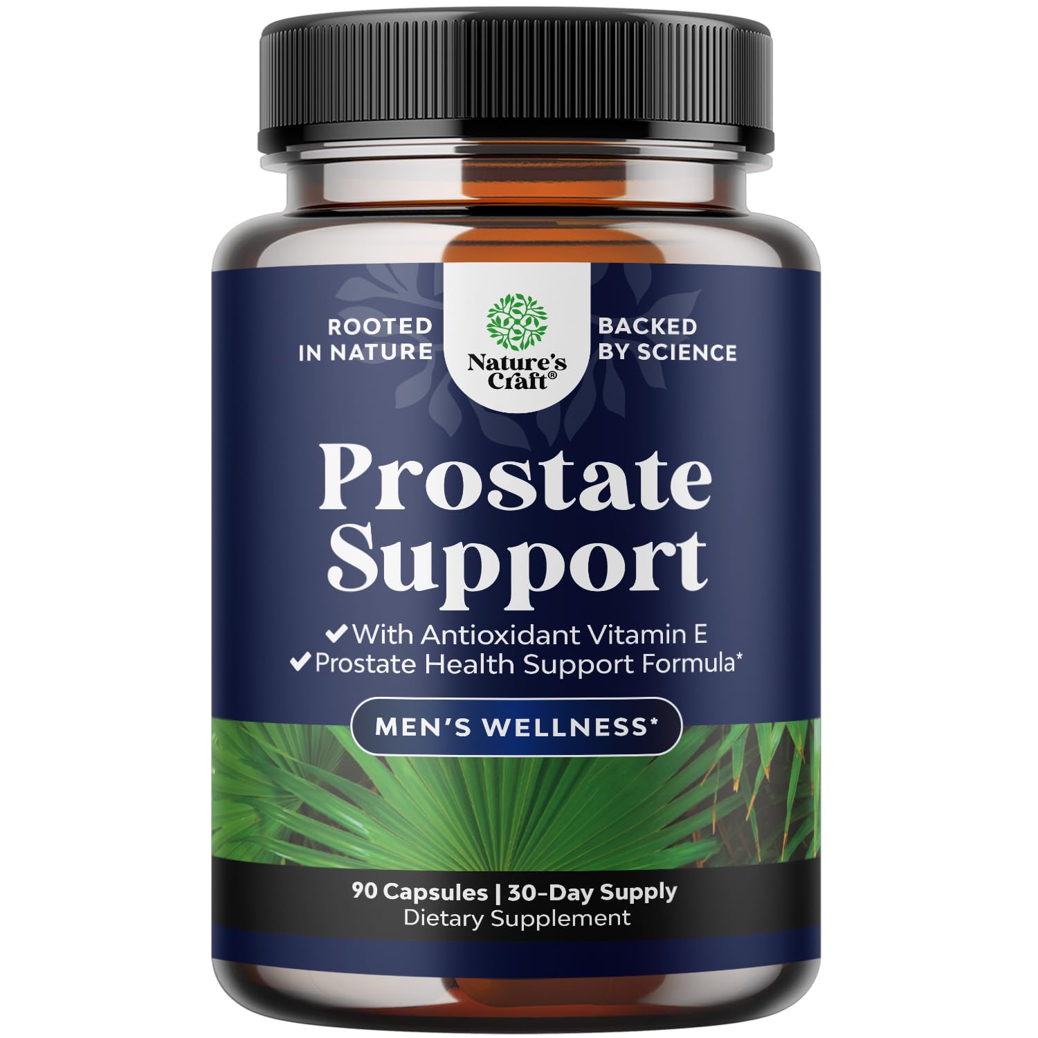 Nature's Craft Herbal Prostate Supplement bottle with capsules for urinary support.