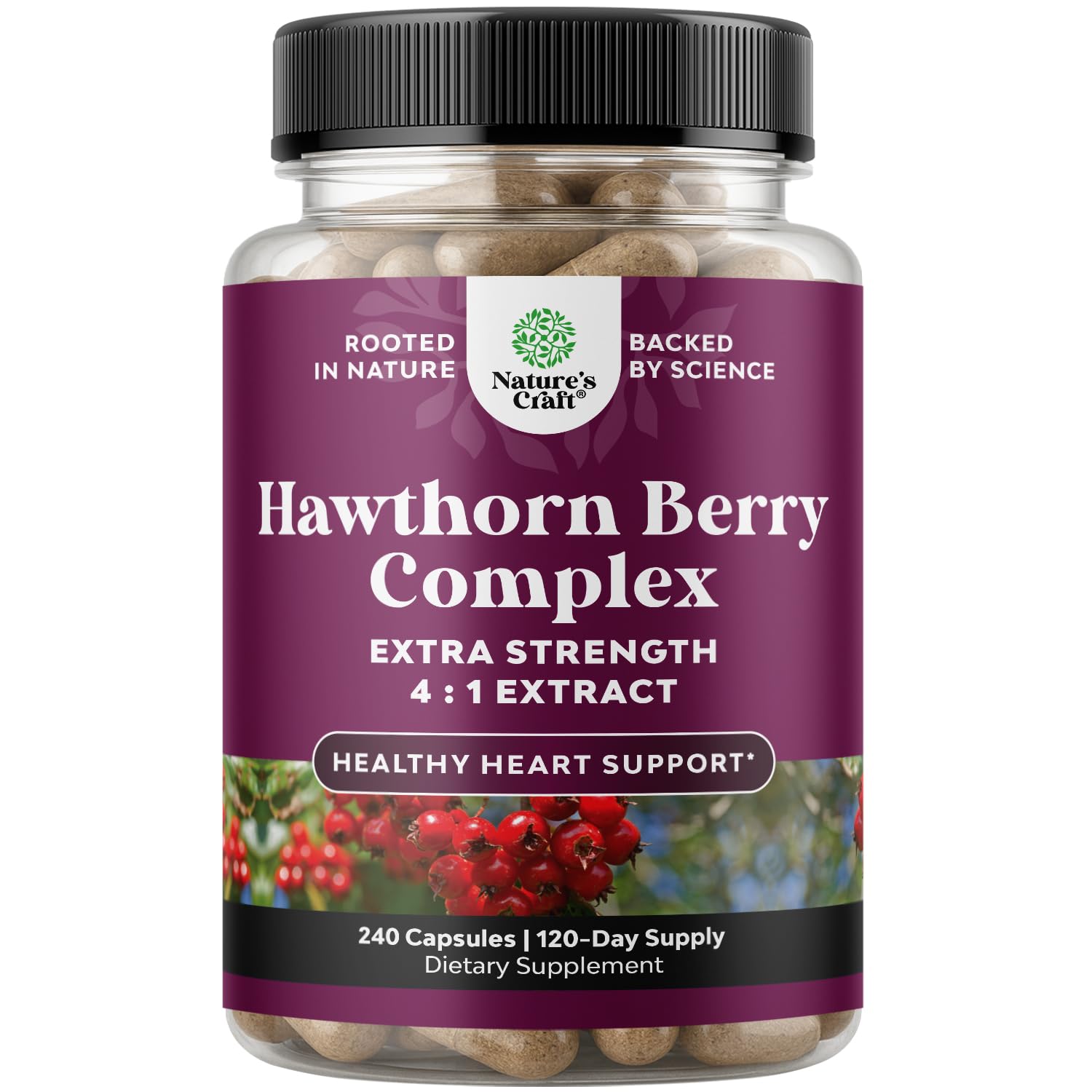 Natures Craft high-strength hawthorn bottle ready for daily heart support