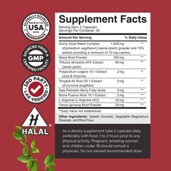 Close-up of Nature's Craft Horny Goat Weed capsules for daily energy support