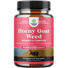 Natures Craft Horny Goat Weed Women bottle close-up for daily mood balance