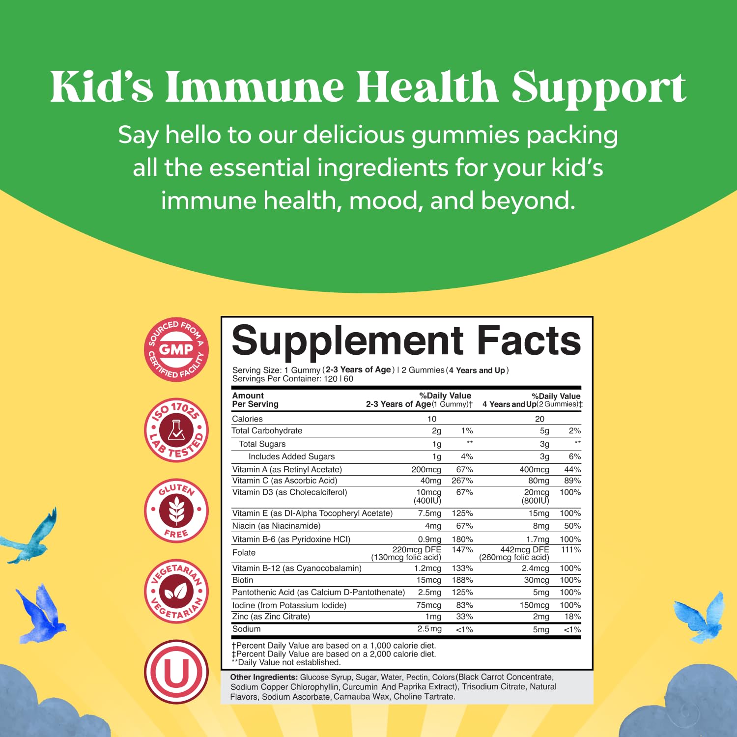 Natures Craft immunity gummies jar highlights easy daily immune support for kids