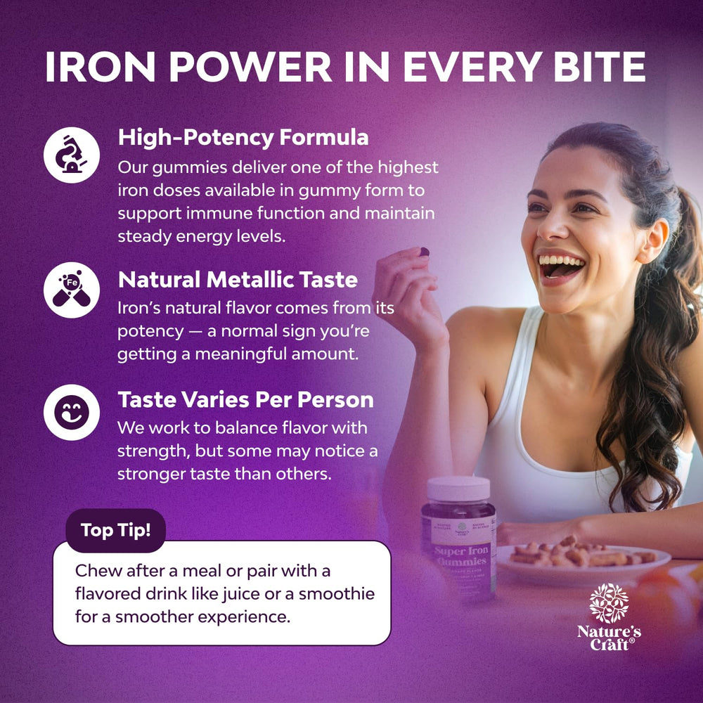 Natures Craft iron gummies with vitamin C to aid absorption