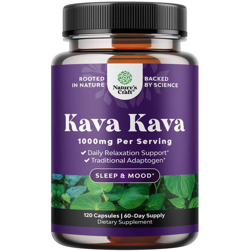 Natures Craft Kava Kava capsule close-up for calming evenings and stress support.