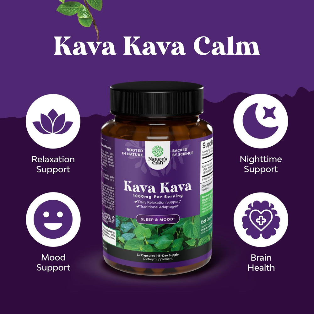 Natures Craft Kava Kava label shows 1000mg per serving.