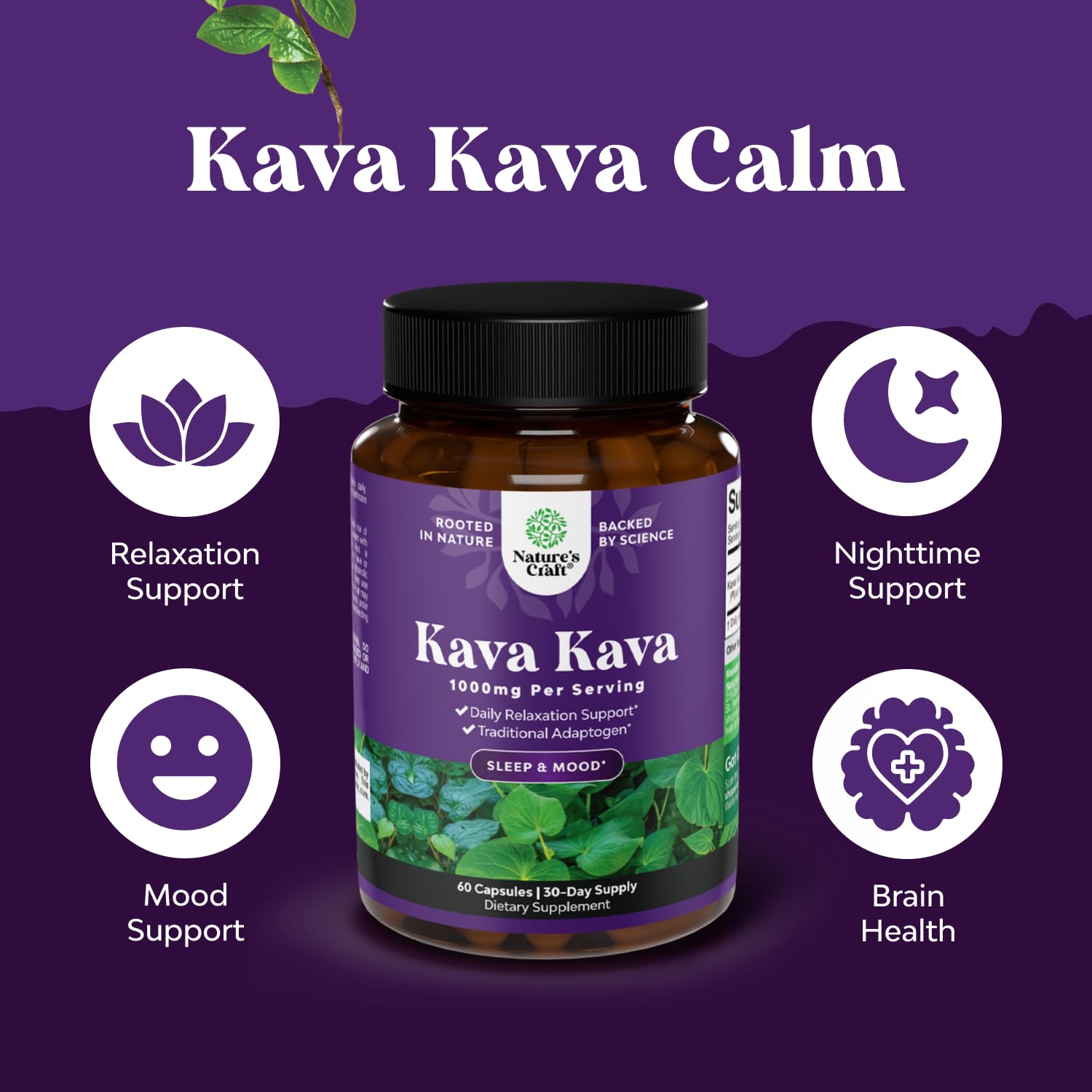 Natures Craft Kava Kava root powder visual for natural relaxation.