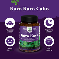 Natures Craft Kava kavalanctones graphic showcases calming components.