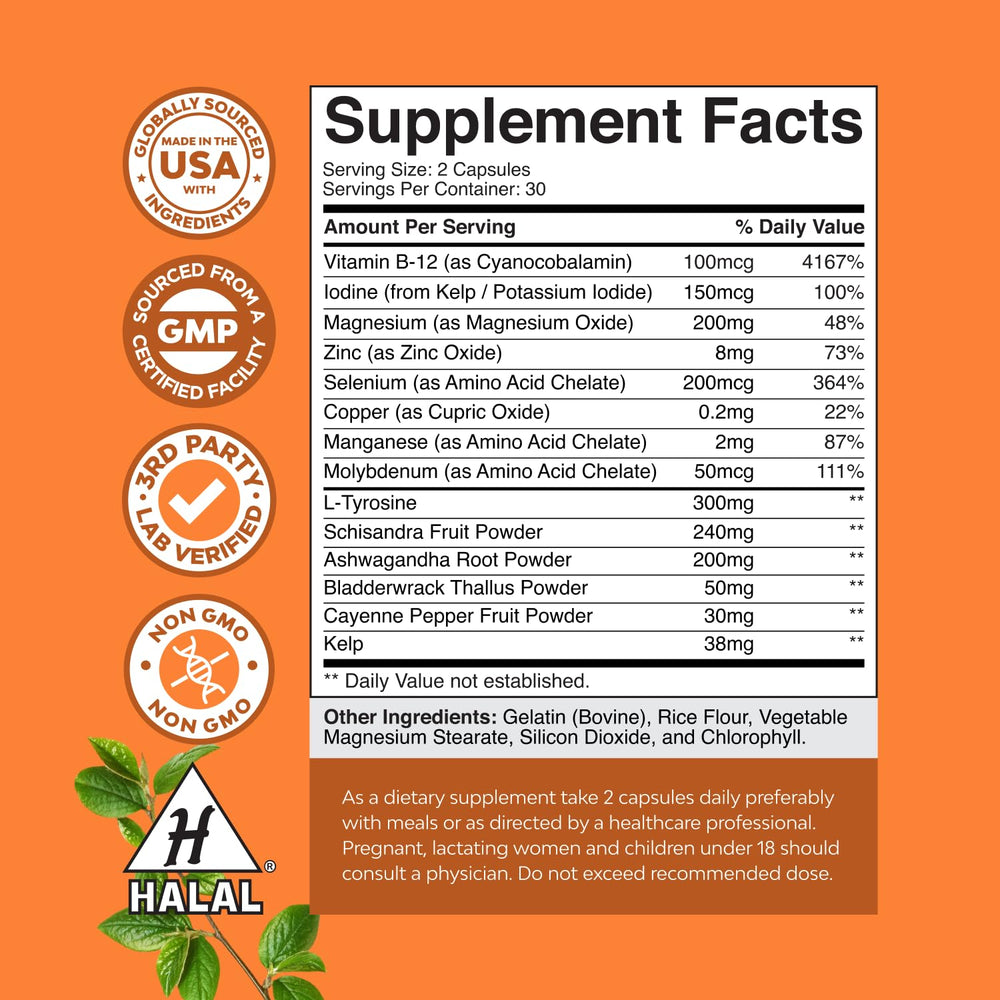 Natures Craft kelp iodine ingredient image for thyroid nutrition.
