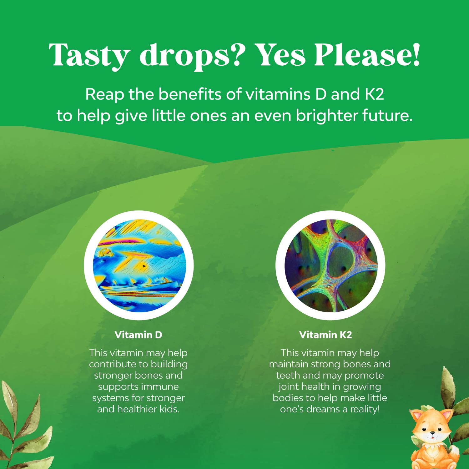 Natures Craft Kids D3 K2 Drops supports strong bones and immune-friendly development