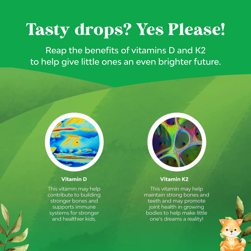 Natures Craft Kids D3 K2 Drops supports strong bones and immune-friendly development