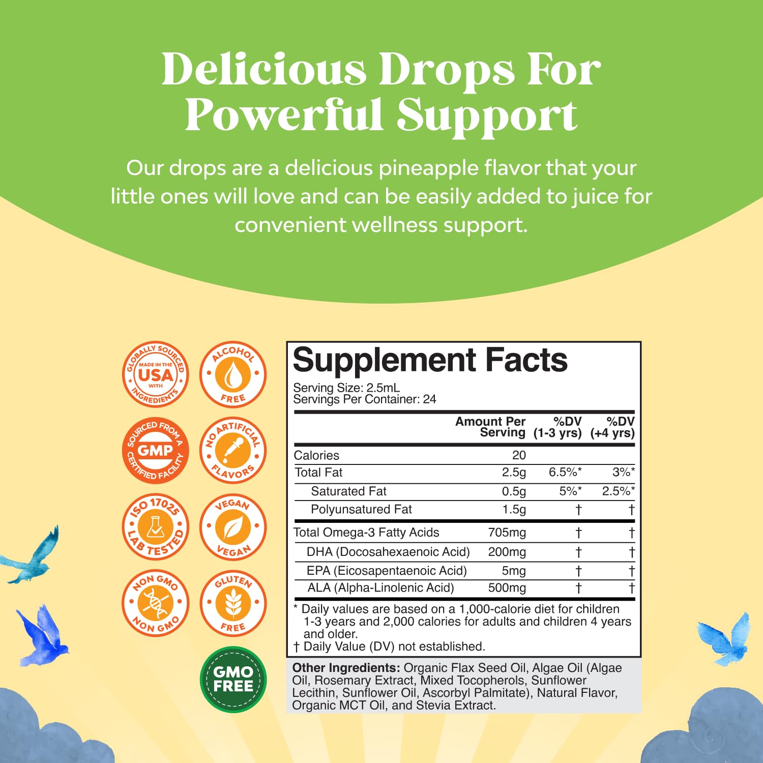 Natures Craft DHA drops dropper enables precise, kid-friendly dosing
