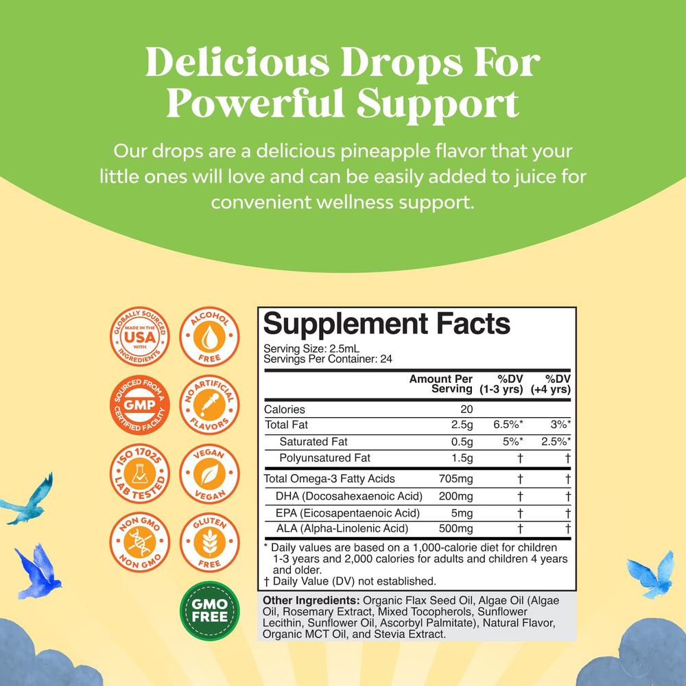 Natures Craft DHA drops dropper enables precise, kid-friendly dosing