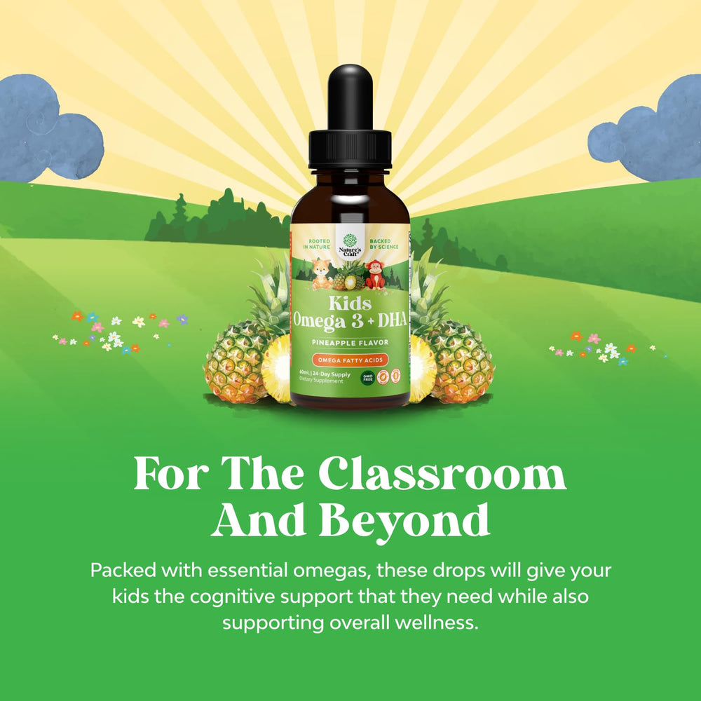 Natures Craft DHA drops label highlights vegan, non-GMO ingredients