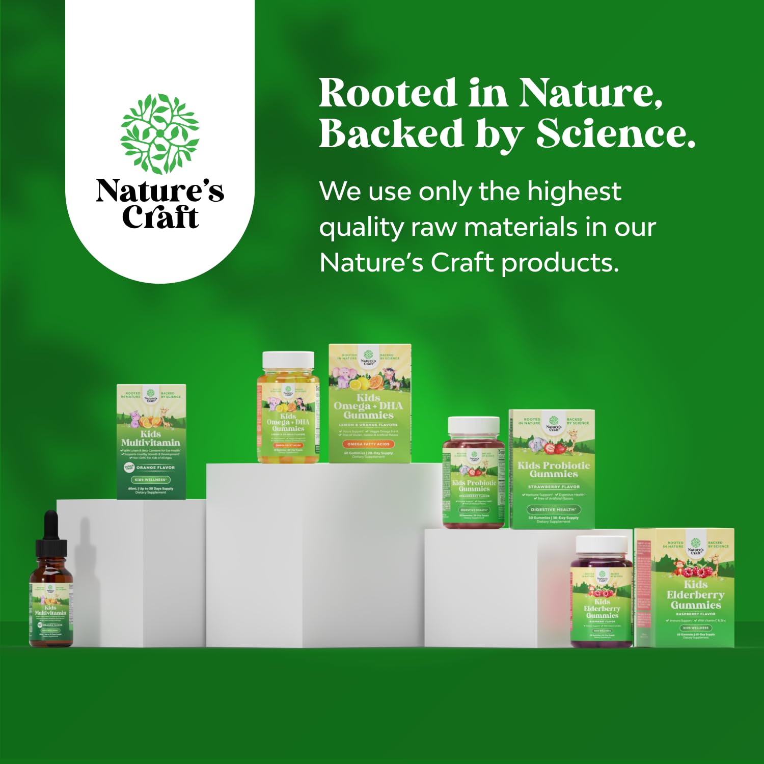 Compact packaging layout of Natures Craft Kids DHA Omega-3 Gummies