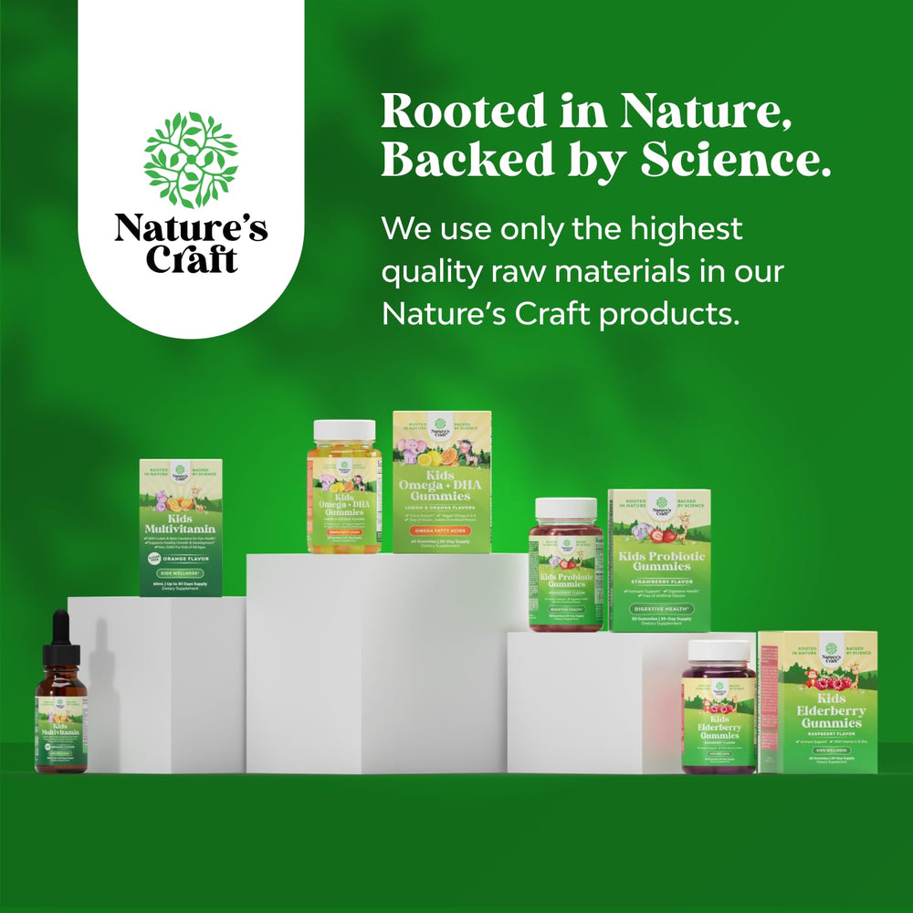 Compact packaging layout of Natures Craft Kids DHA Omega-3 Gummies