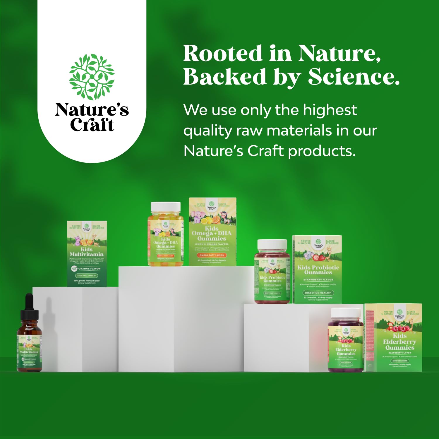 Nature's Craft DHA Omega-3 Gummies shown with breakfast and fruit.