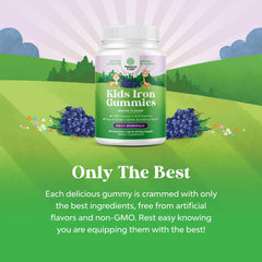 Natures Craft Kids Iron Gummies flavor swatch emphasizes kid-friendly taste.
