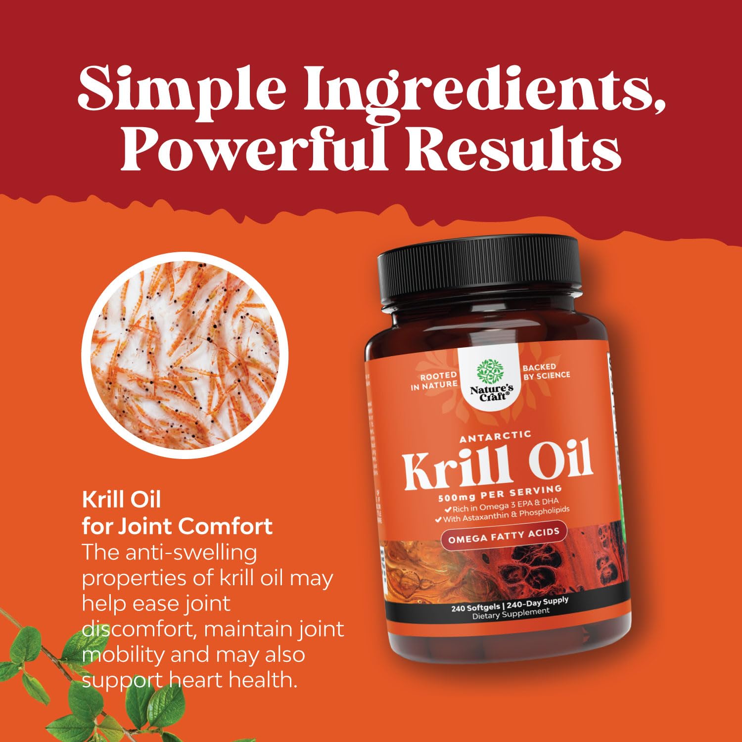 Third-party lab tested quality seal on Natures Craft krill oil bottle