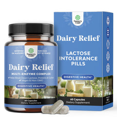 Natures Craft lactose intolerance pills bottle front for fast dairy comfort.