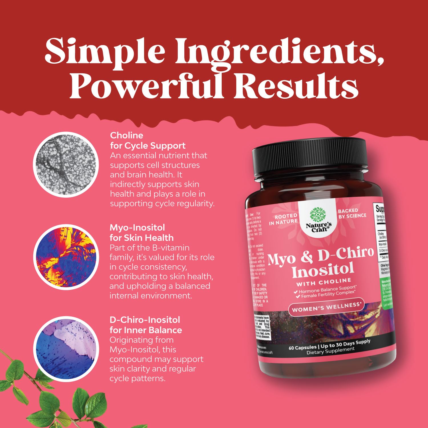 Lifestyle shot of a woman reviewing the Natures Craft bottle.