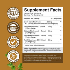 Natures Craft Lion's Mane capsules closeup for easy daily focus support