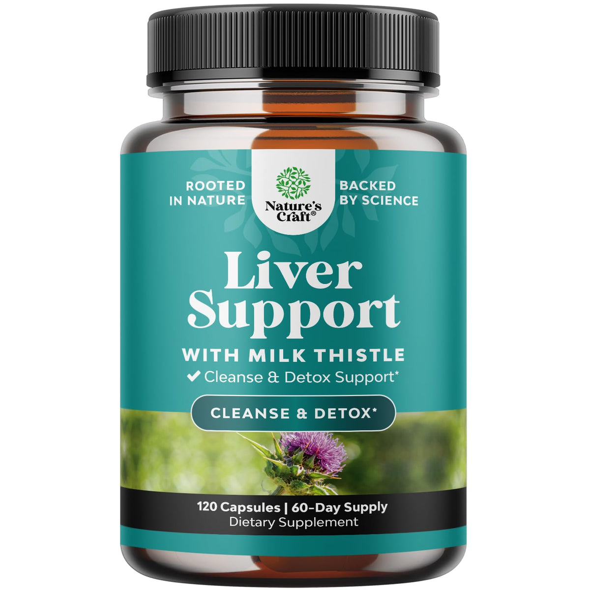 Natures Craft Liver Cleanse bottle front shows premium herbal support for daily wellness.