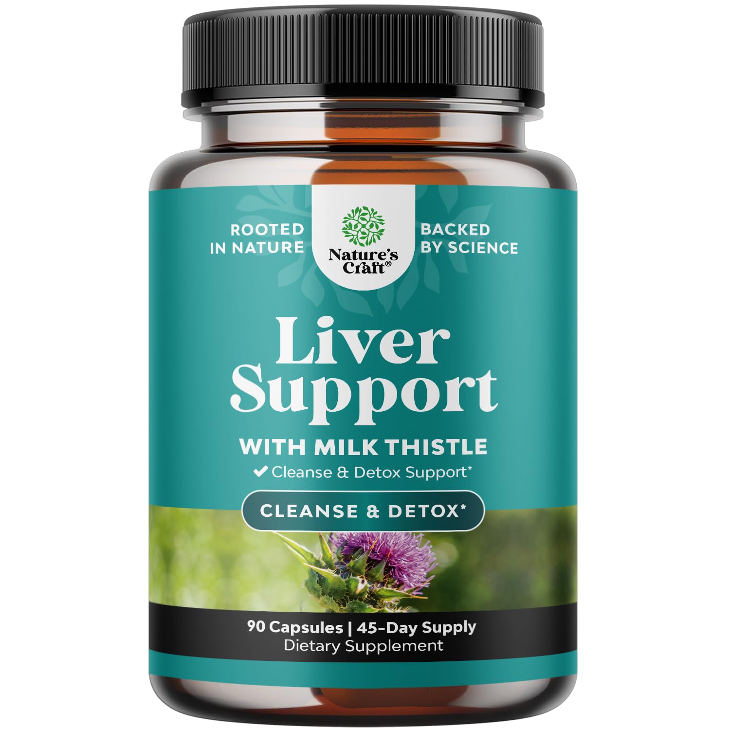 Natures Craft Liver Cleanse bottle showing milk thistle for daily support