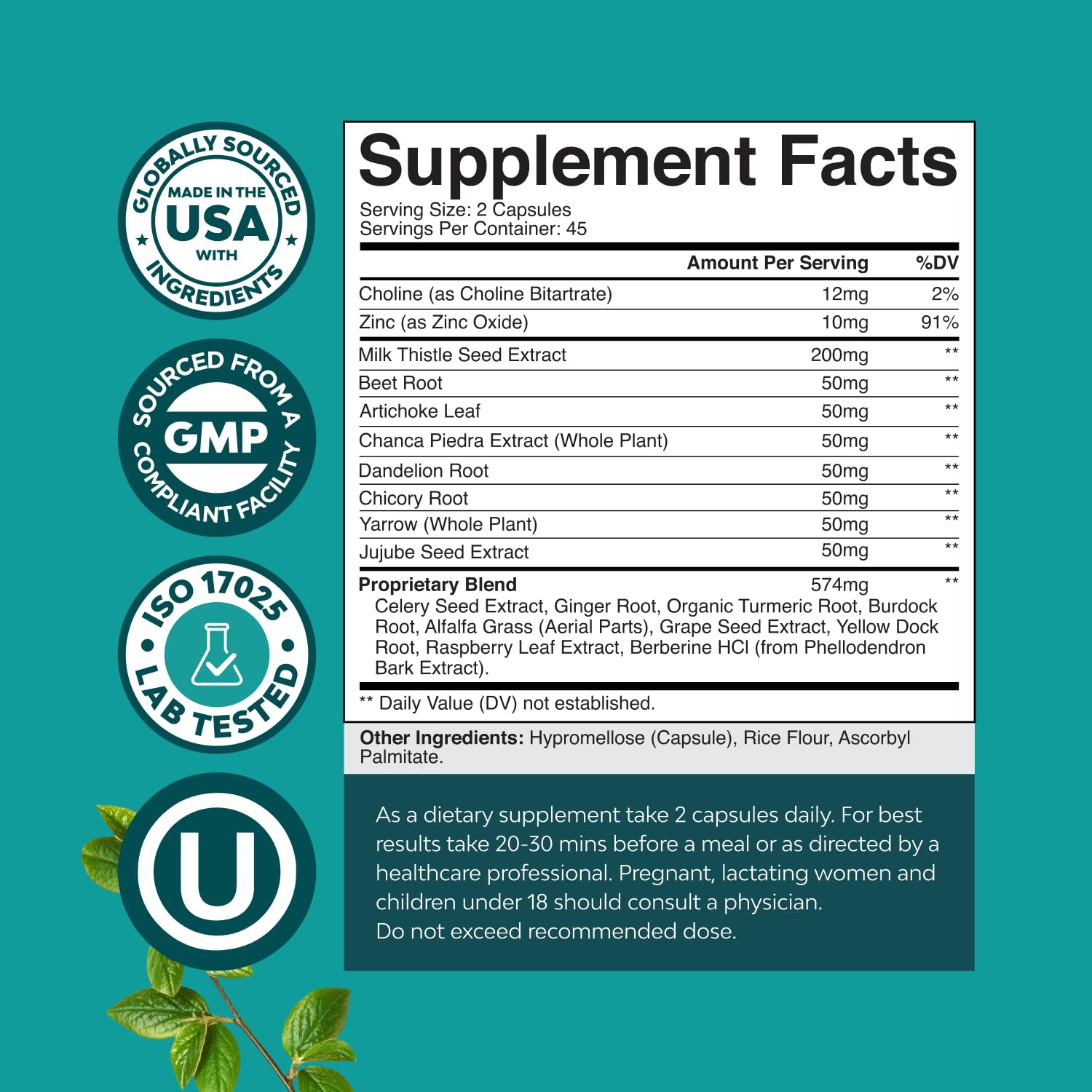 Natures Craft Liver Cleanse with milk thistle provides antioxidant support
