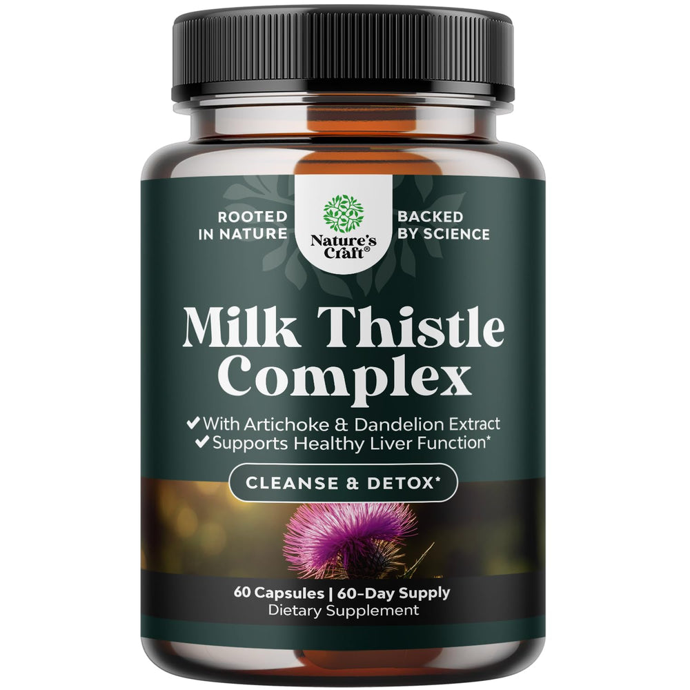 Natures Craft Liver Support bottle with milk thistle capsules supports detox and liver function.