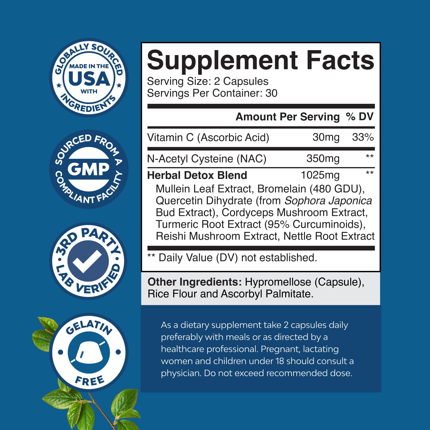 Natures Craft Lung Detox mullein leaf ingredients with earthy profile