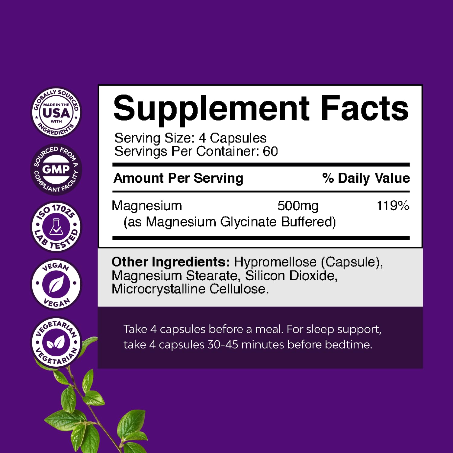 Natures Craft magnesium glycinate capsules close-up showing smooth texture.