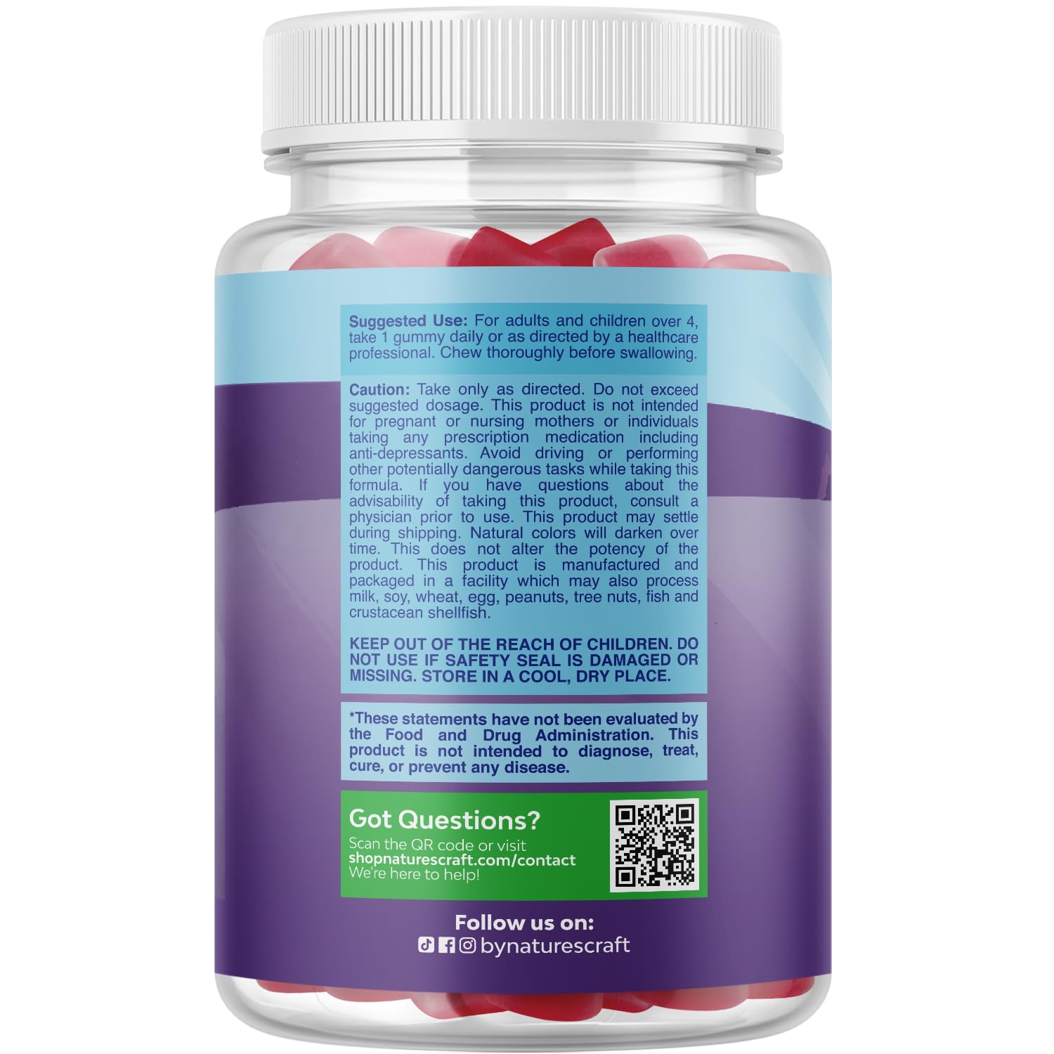 Nature's Craft kids melatonin gummies bottle showing easy nightly routine.